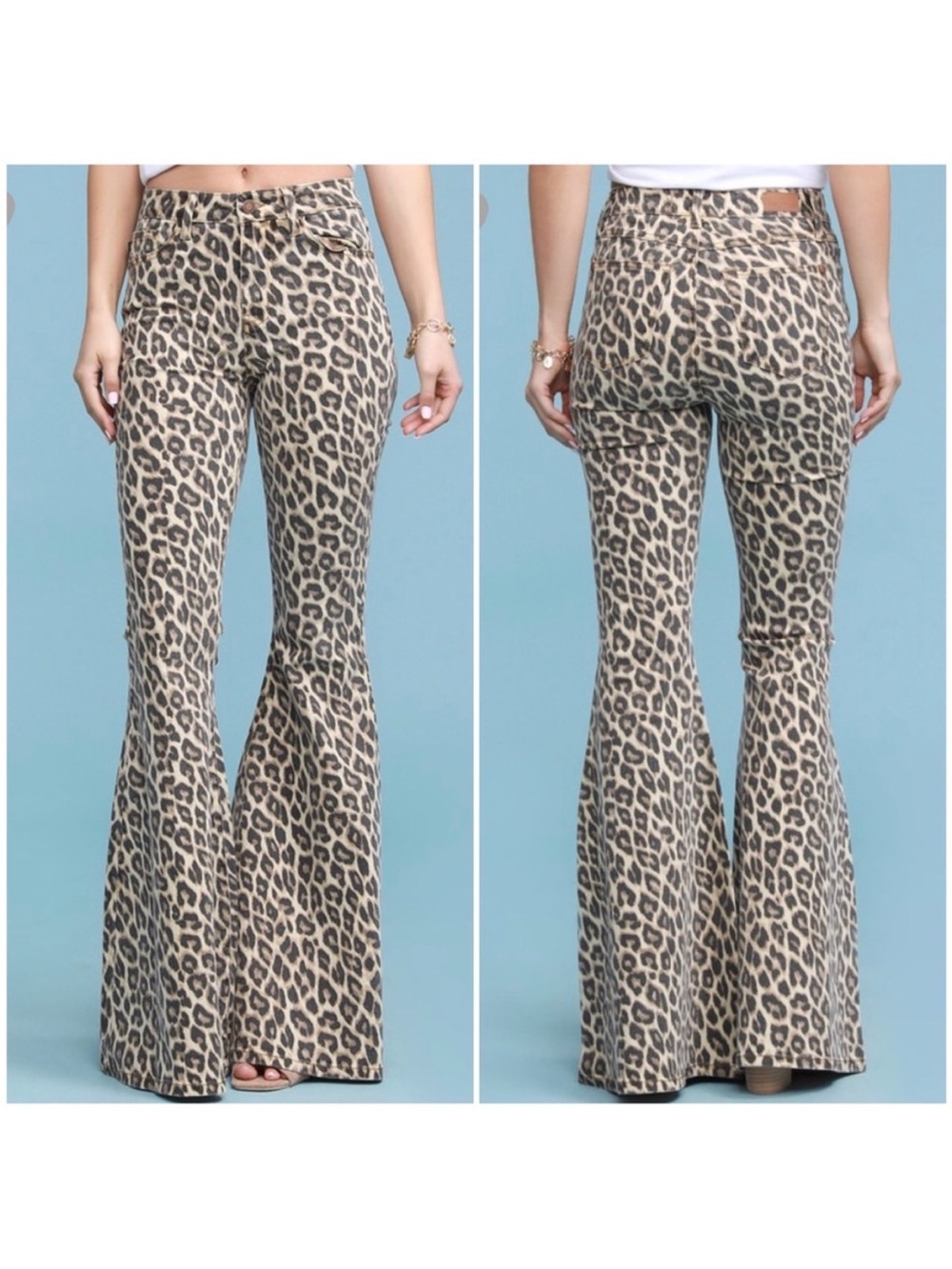 Judy Blue Super Flare Leopard High Waisted Jeans New